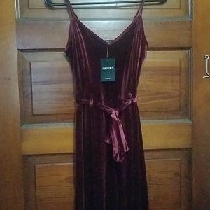 H&M Burgundy/red velvet jumpsuit